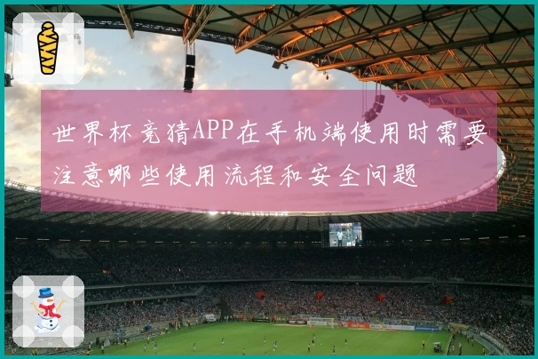 世界杯竞猜APP在手机端使用时需要注意哪些使用流程和安全问题
